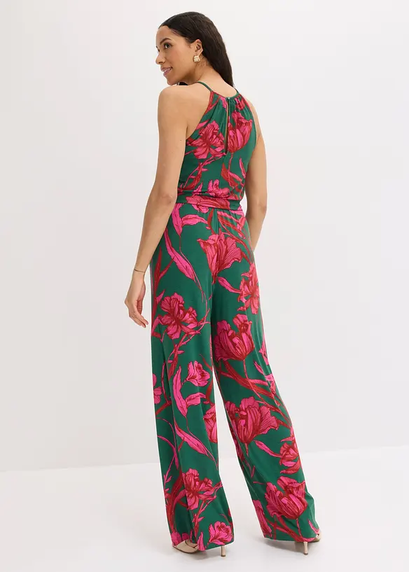 Jersey-Jumpsuit aus softem Viskose-Mix in grün von hinten (Totalaufnahme) - bonprix