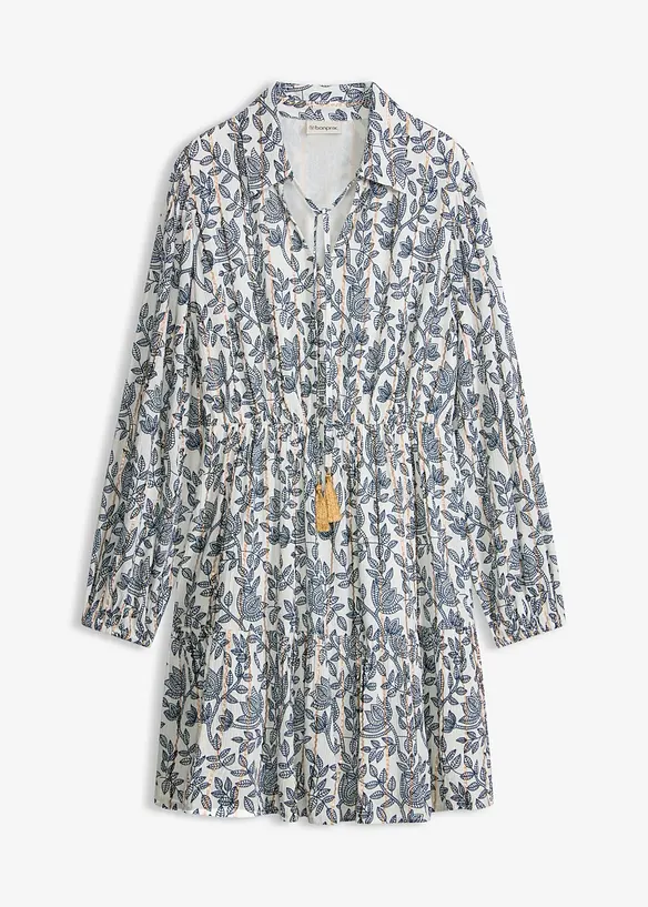 Kleid aus strukturierter Viskose mit Glitzereffekt in weiß von vorne - bonprix Kleid aus strukturierter Viskose mit Glitzereffekt in weiß von vorne - bonprix