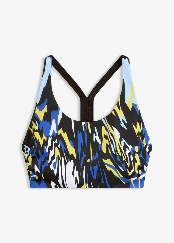 Sport-Bustier-Bikinioberteil aus schnelltrocknendem Material in schwarz von vorne - bonprix