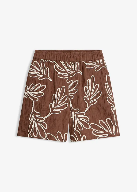 Shorts aus reiner Baumwolle mit Stickerei in braun von vorne - bonprix Shorts aus reiner Baumwolle mit Stickerei in braun von vorne - bonprix