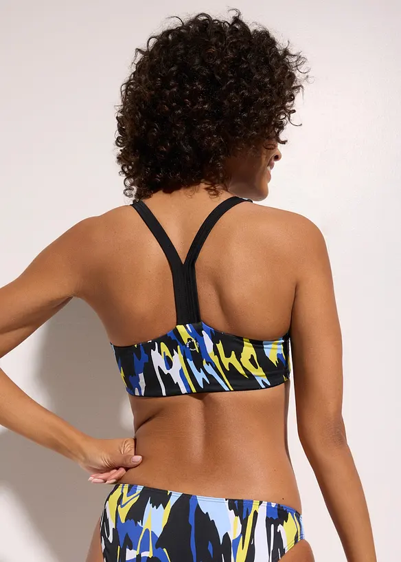 Sport-Bustier-Bikinioberteil aus schnelltrocknendem Material in schwarz von hinten (im Anschnitt) - bonprix