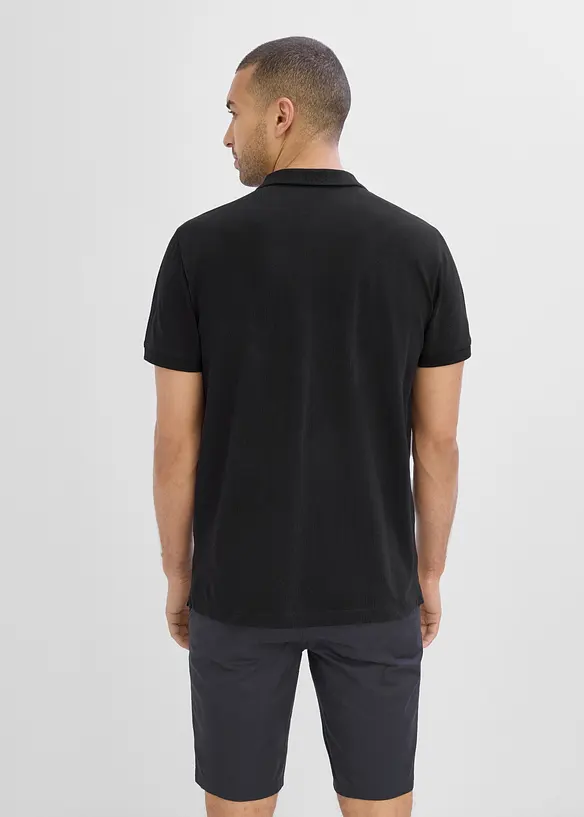 Piqué-Poloshirt aus reiner Bio-Baumwolle in schwarz von hinten (im Anschnitt) - bonprix