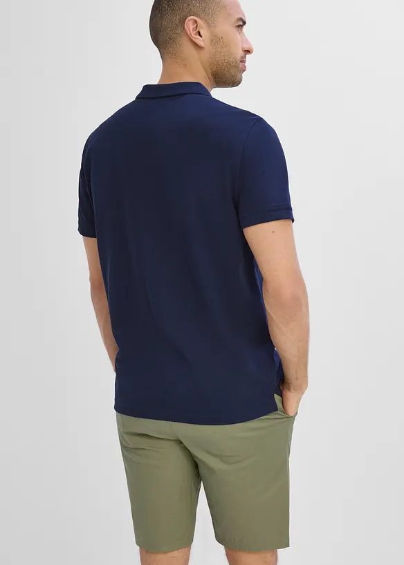 Piqué-Poloshirt aus reiner Bio-Baumwolle in blau von hinten (im Anschnitt) - bonprix