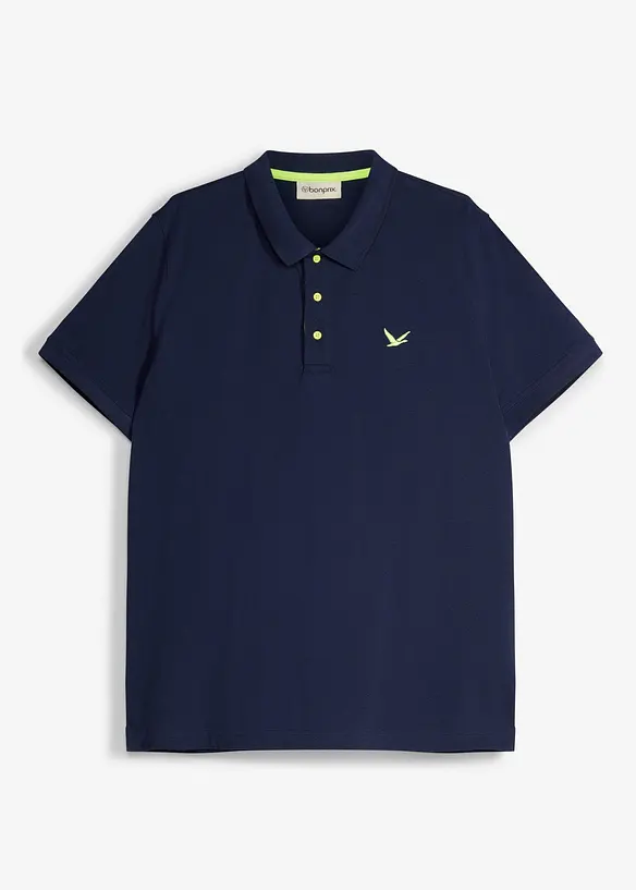 Piqué-Poloshirt aus reiner Bio-Baumwolle in blau von vorne - bonprix