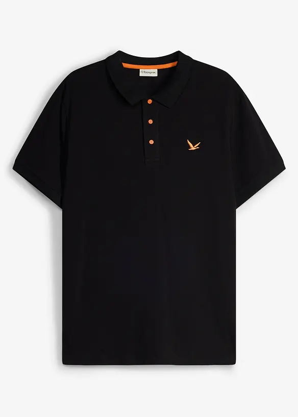 Piqué-Poloshirt aus reiner Bio-Baumwolle in schwarz von vorne - bonprix