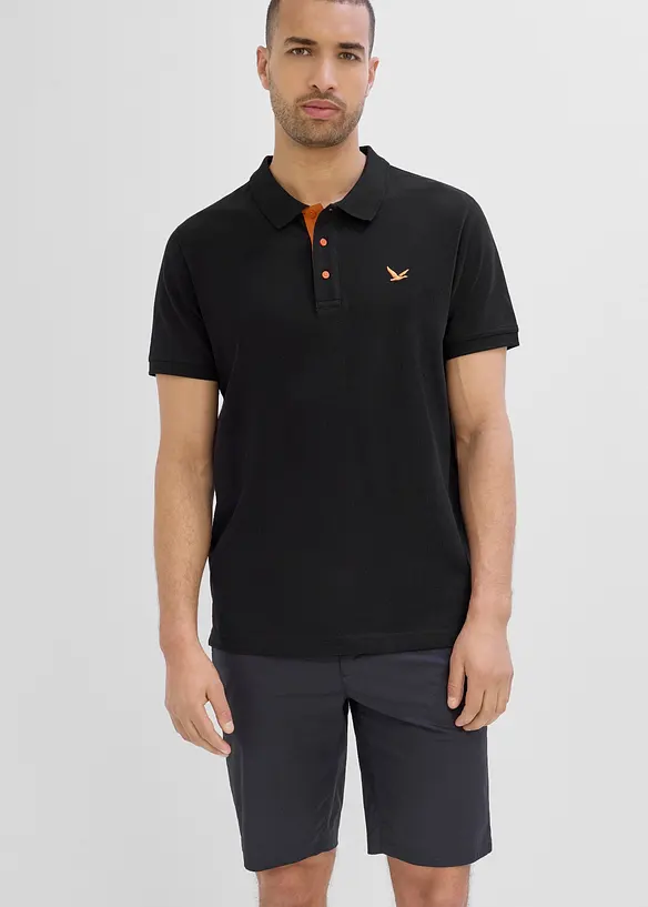 Piqué-Poloshirt aus reiner Bio-Baumwolle in schwarz von vorne (im Anschnitt) - bonprix