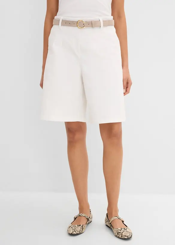 Twill-Shorts in weiß von vorne - bonprix
