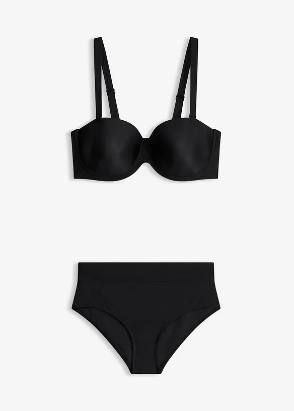 Balconette-Bikini schnelltrocknend (2-tlg.Set) in schwarz von vorne - bonprix