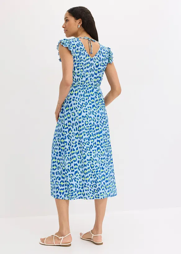 Jerseykleid aus softem Viskose-Mix in blau von hinten (Totalaufnahme) - bonprix