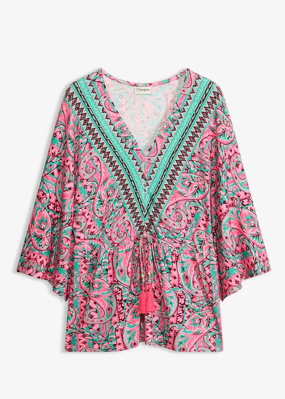Tunika-Shirt aus softem Viskose-Mix in pink von vorne - bonprix