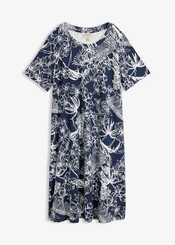Shirtkleid mit Eingriffstaschen in blau von vorne - bonprix