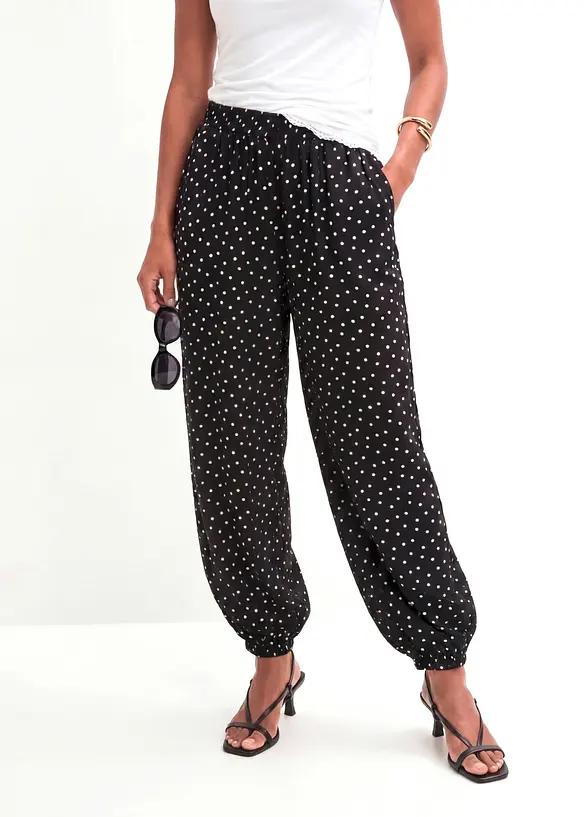 Ballonhose aus fließender Viskose in schwarz von vorne - bonprix Ballonhose aus fließender Viskose in schwarz von vorne - bonprix