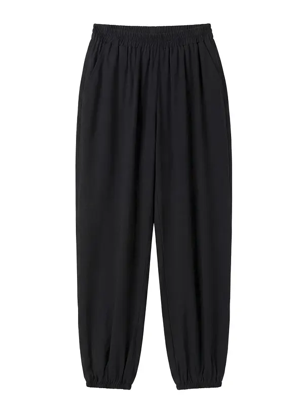 Ballonhose aus fließender Viskose in schwarz von vorne - bonprix Ballonhose aus fließender Viskose in schwarz von vorne - bonprix