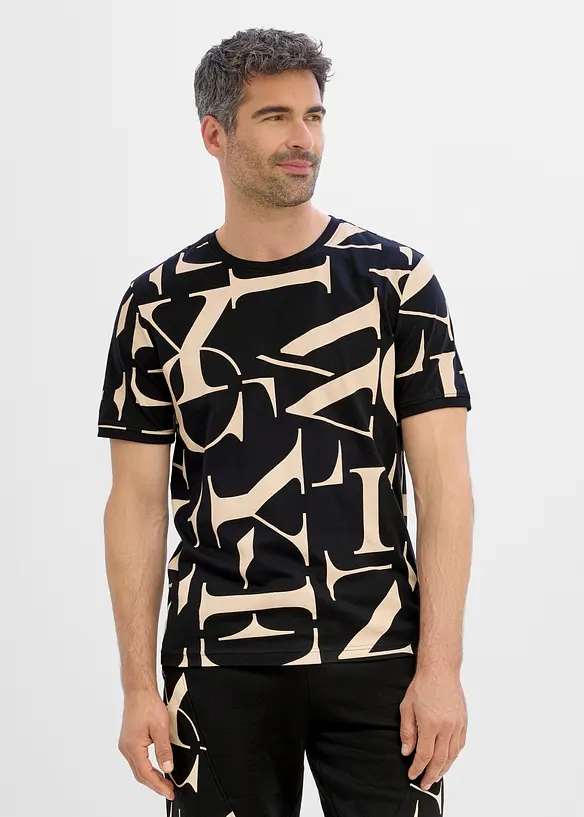 T-Shirt aus reiner Bio-Baumwolle in schwarz von vorne (im Anschnitt) - bonprix