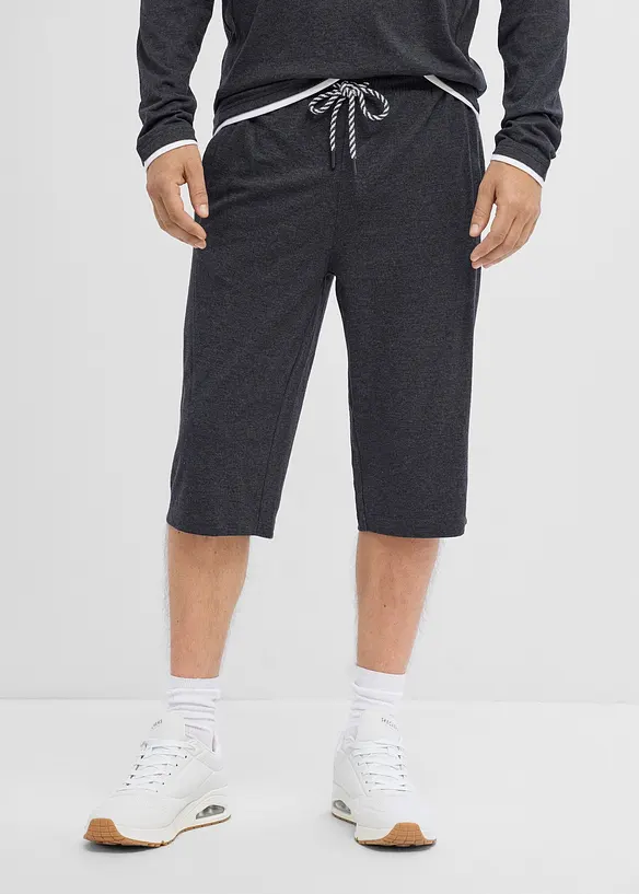 Jersey-Longshorts aus reiner Bio-Baumwolle (2er Pack) in schwarz von vorne - bonprix