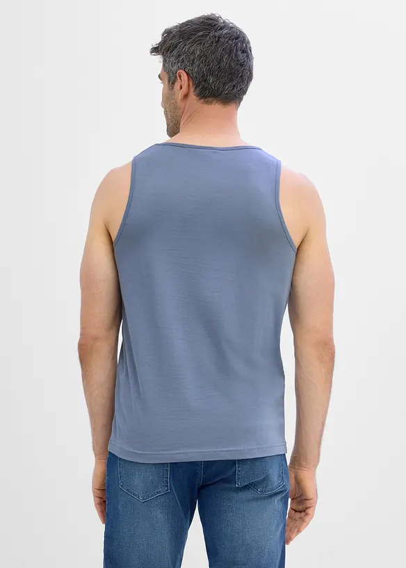 Tanktop in Regular Fit (3er Pack) in blau von hinten (im Anschnitt) - bonprix