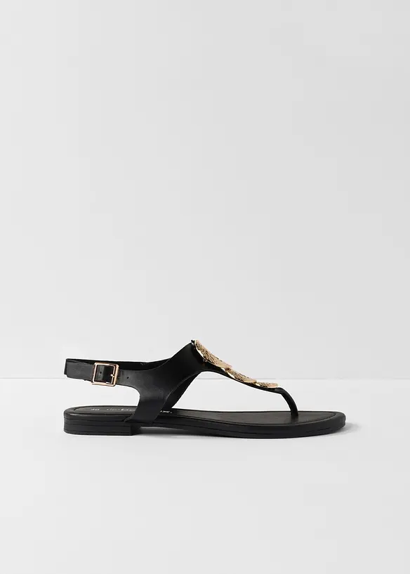 Zehenstegsandalen mit Metallic-Details in schwarz - bonprix