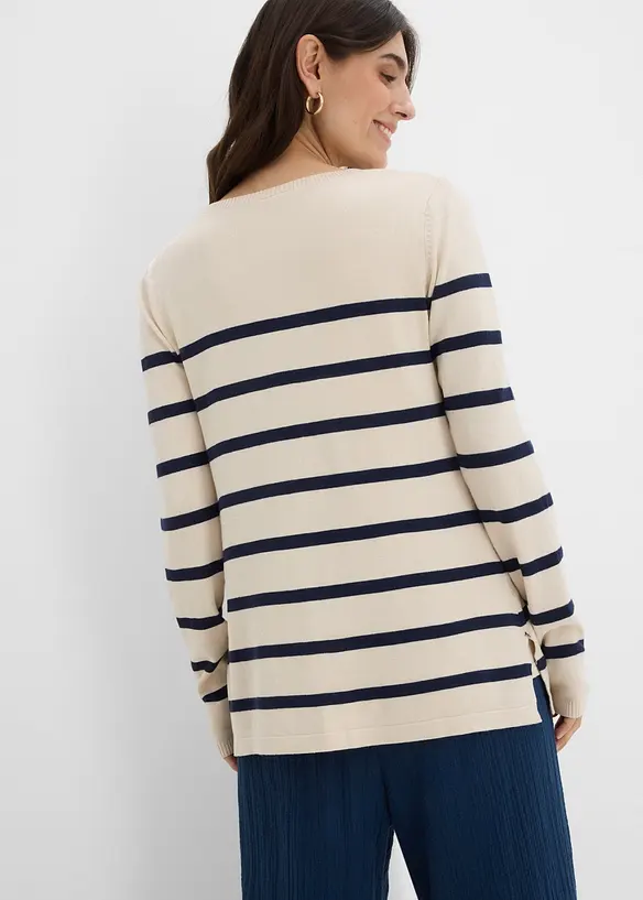2-in-1 leichter Umstands- und Stillpullover in beige von hinten (im Anschnitt) - bonprix