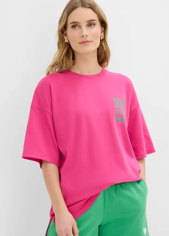 Oversize-Shirt aus reiner Bio-Baumwolle in pink von hinten (im Anschnitt) - bonprix