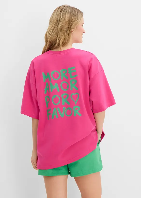 Oversize-Shirt aus reiner Bio-Baumwolle in pink von vorne (im Anschnitt) - bonprix