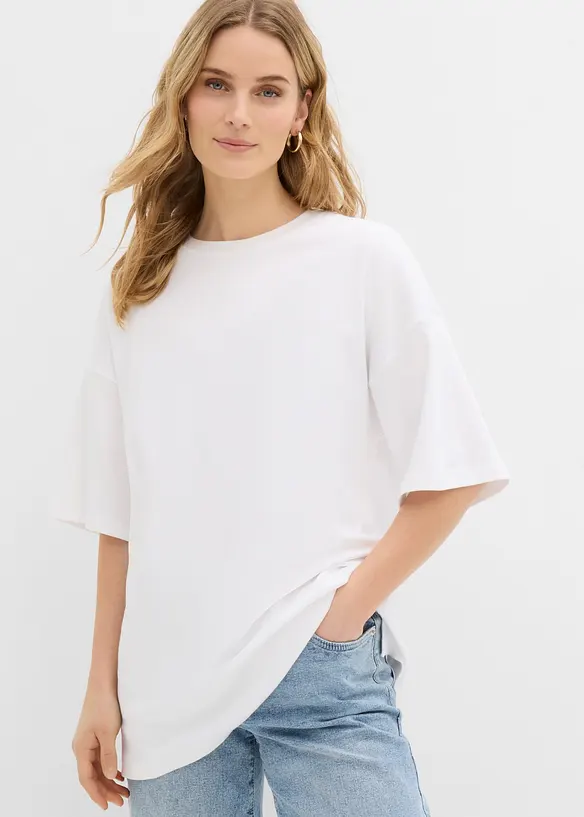 Oversize-Shirt aus reiner Bio-Baumwolle in weiß von hinten (im Anschnitt) - bonprix