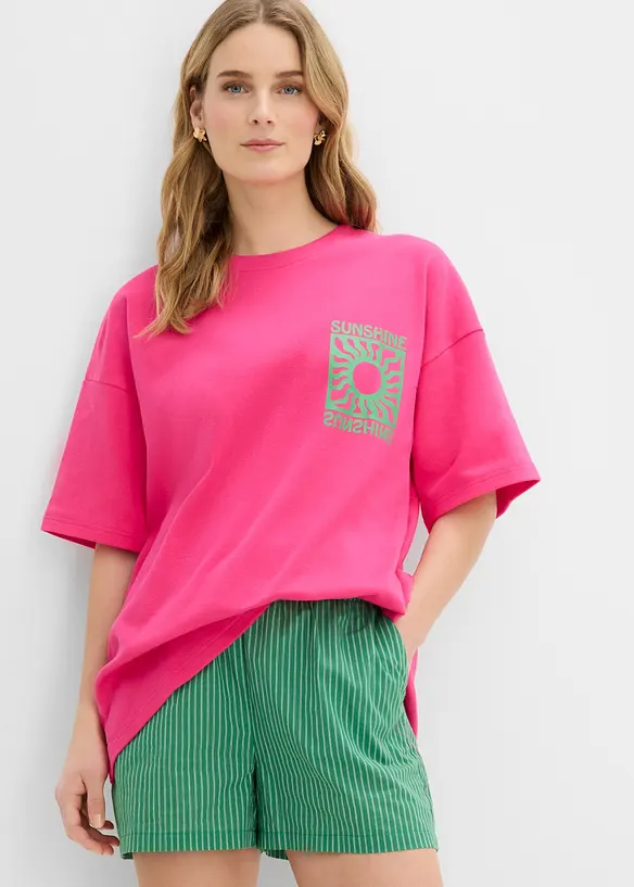 Oversize-Shirt aus reiner Bio-Baumwolle in pink von hinten (im Anschnitt) - bonprix