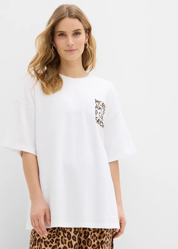 Oversize-Shirt aus reiner Bio-Baumwolle in weiß von hinten (im Anschnitt) - bonprix