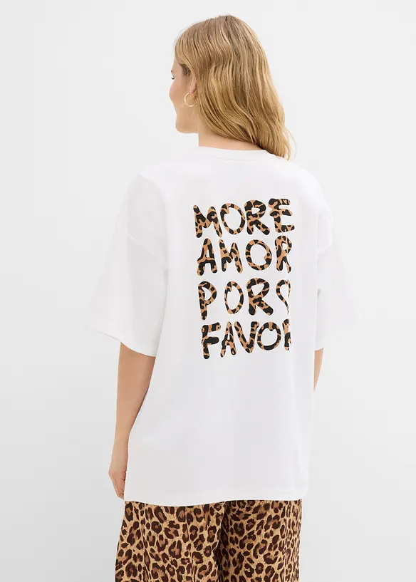 Oversize-Shirt aus reiner Bio-Baumwolle in weiß von vorne (im Anschnitt) - bonprix