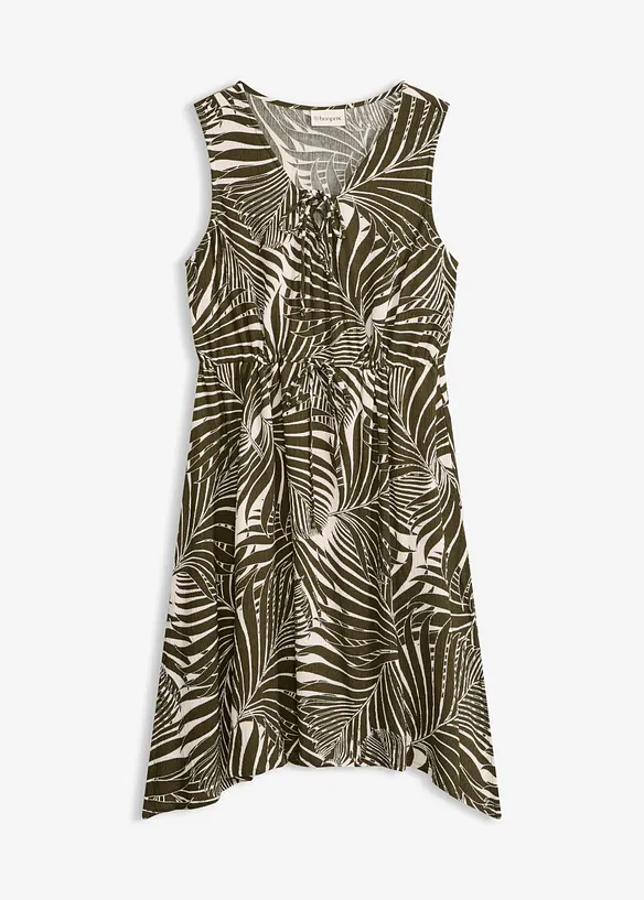 Strandkleid aus strukturiertem Crinkle in grün von vorne - bonprix