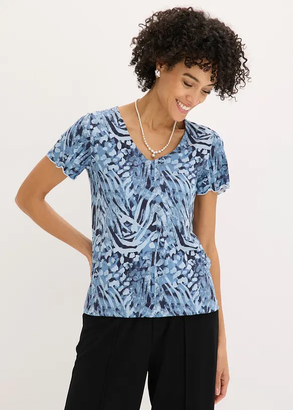 Shirt mit Gummibund in blau von vorne (im Anschnitt) - bonprix Shirt mit Gummibund in blau von vorne (im Anschnitt) - bonprix