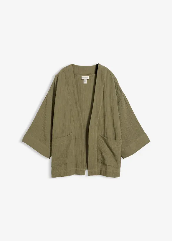 Kimono aus luftigem Musselin in grün von vorne - bonprix