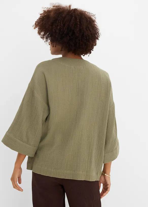 Kimono aus luftigem Musselin in grün von hinten (im Anschnitt) - bonprix