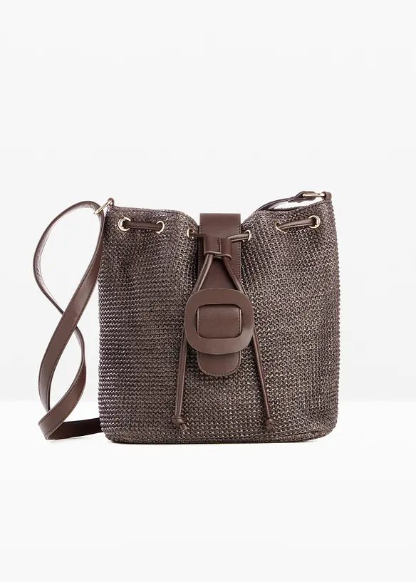 Beuteltasche in Strohoptik in braun von vorne - bonprix