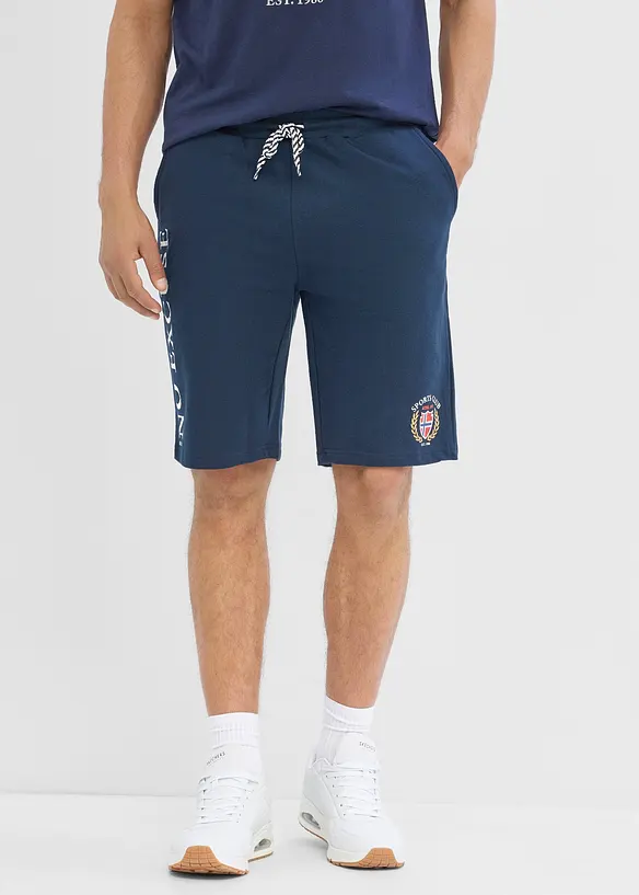 Sweat-Shorts aus reiner Bio-Baumwolle in blau von vorne - bonprix