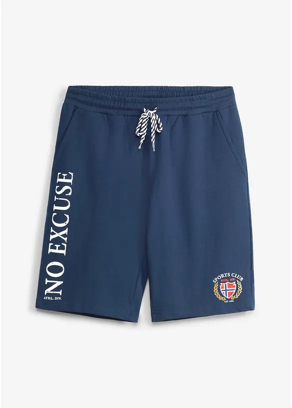 Sweat-Shorts aus reiner Bio-Baumwolle in blau von vorne - bonprix