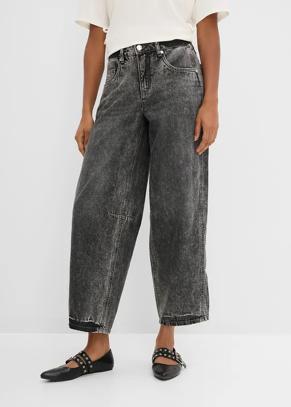 Ballon-Jeans Mid Waist in grau von vorne - bonprix