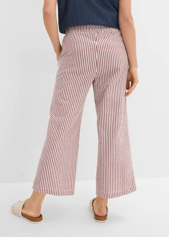 7/8-Seersucker-Palazzo-Hose aus reiner Baumwolle in rot von hinten - bonprix 7/8-Seersucker-Palazzo-Hose aus reiner Baumwolle in rot von hinten - bonprix