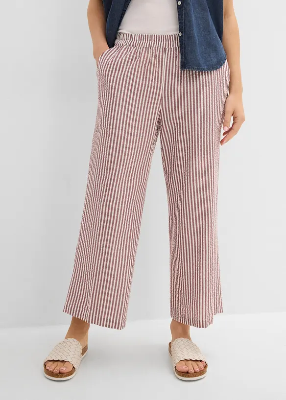 7/8-Seersucker-Palazzo-Hose aus reiner Baumwolle in rot von vorne - bonprix 7/8-Seersucker-Palazzo-Hose aus reiner Baumwolle in rot von vorne - bonprix