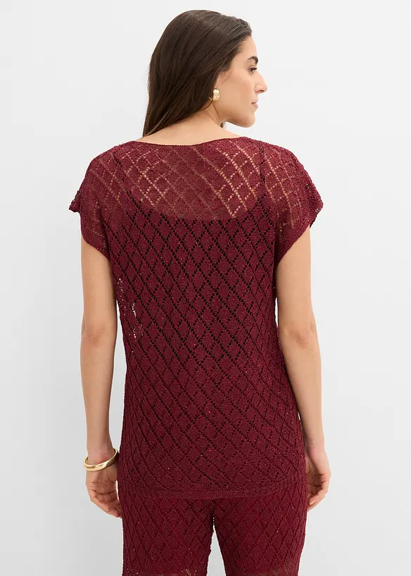 Strickshirt mit Pailletten in rot von hinten (im Anschnitt) - bonprix Strickshirt mit Pailletten in rot von hinten (im Anschnitt) - bonprix