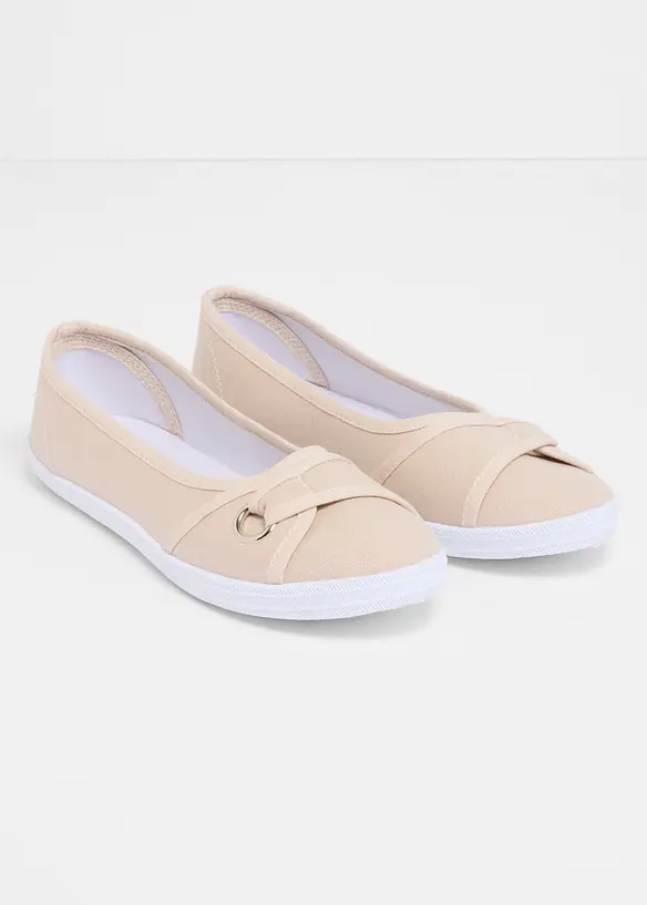 Ballerinas aus Baumwoll-Canvas in beige - bonprix