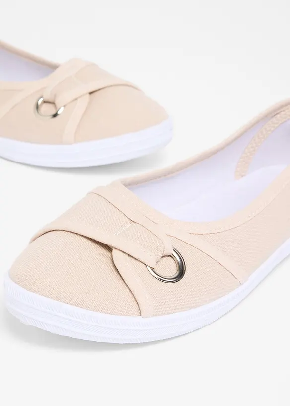 Ballerinas aus Baumwoll-Canvas in beige - bonprix