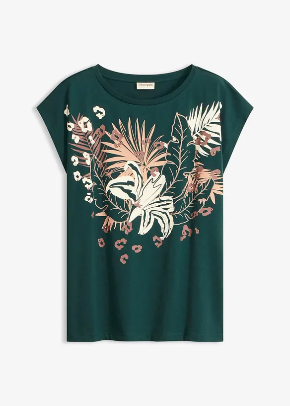 Shirt aus reiner Bio-Baumwolle in grün von vorne - bonprix
