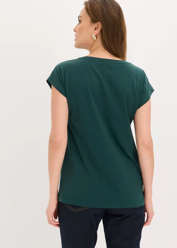 Shirt aus reiner Bio-Baumwolle in grün von hinten (im Anschnitt) - bonprix