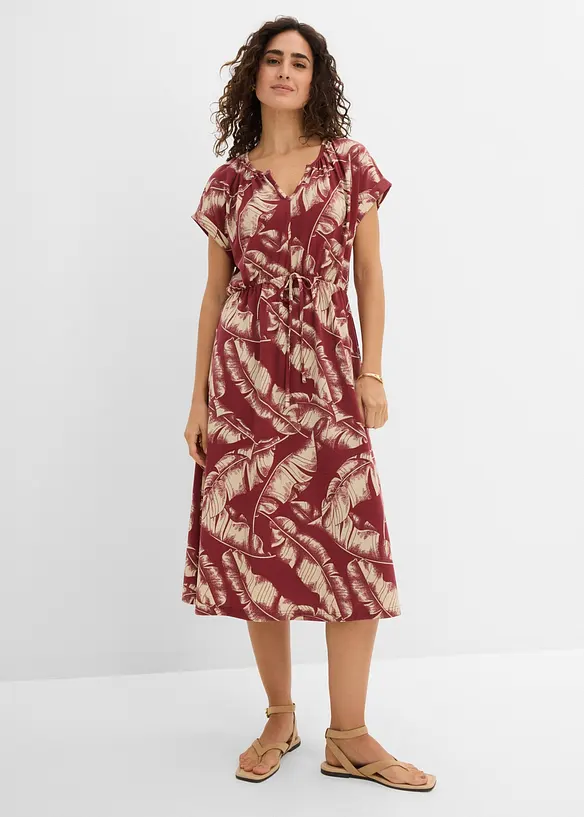 Jerseykleid aus fließendem Viskose-Mix in rot von vorne (Totalaufnahme) - bonprix Jerseykleid aus fließendem Viskose-Mix in rot von vorne (Totalaufnahme) - bonprix