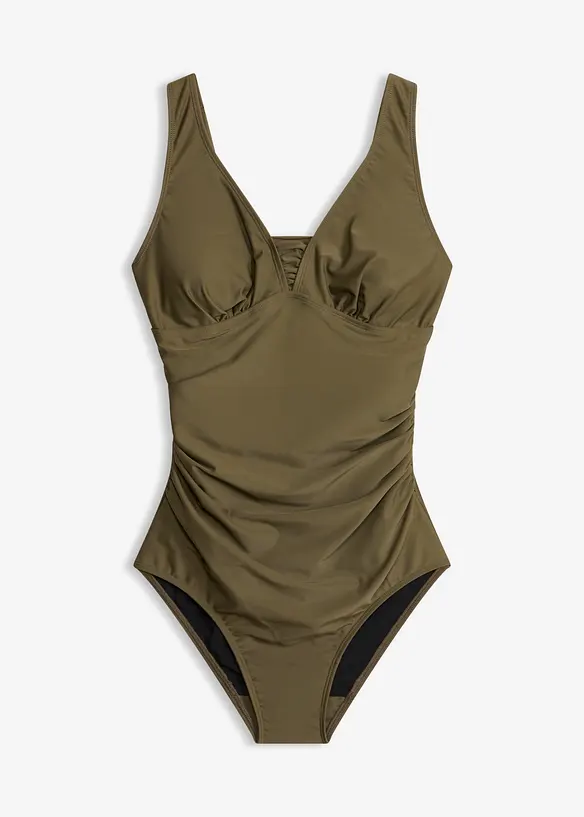 Light Shape-Badeanzug mit breiten Trägern in grün von vorne - bonprix
