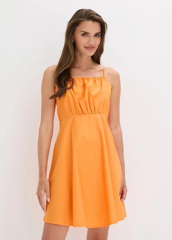 Minikleid aus reiner Bio-Baumwolle in orange von vorne (Totalaufnahme) - bonprix Minikleid aus reiner Bio-Baumwolle in orange von vorne (Totalaufnahme) - bonprix