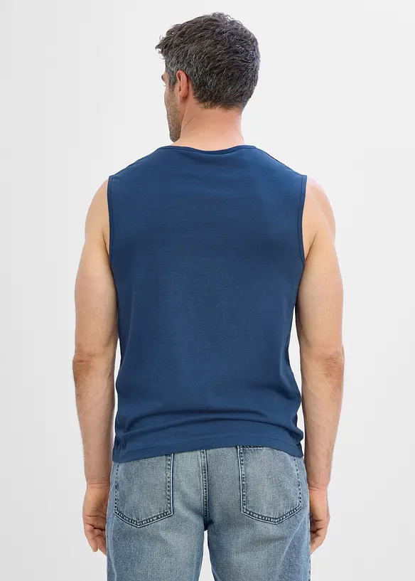 Muskelshirt (3er Pack) in blau von hinten (im Anschnitt) - bonprix
