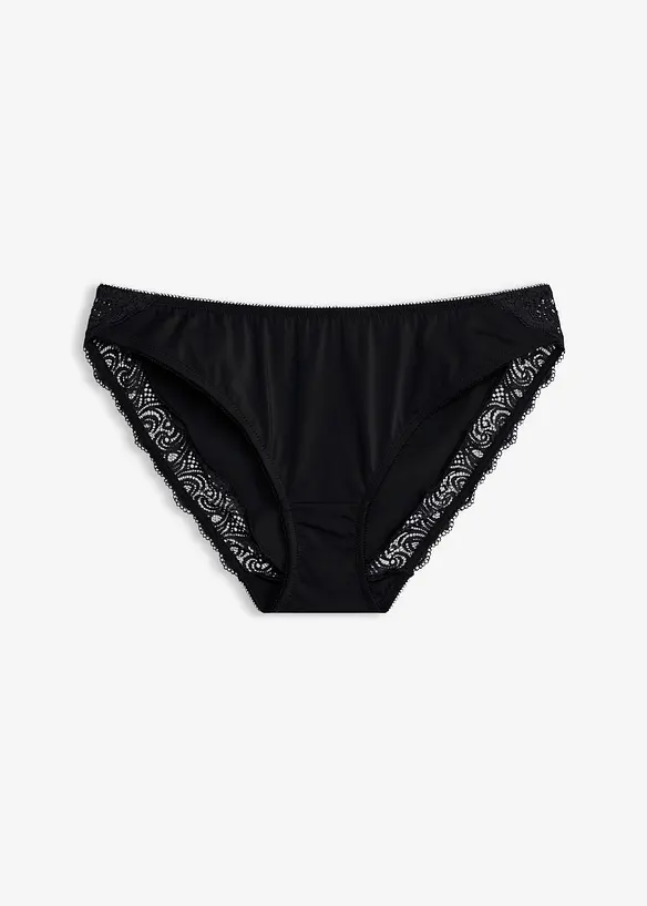 Slip mit zarter Spitze in schwarz von vorne - bonprix