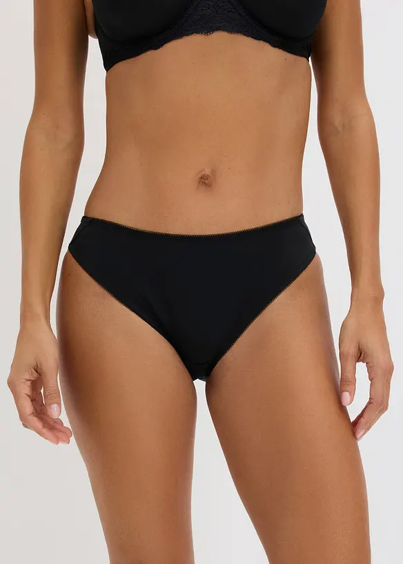 Slip mit zarter Spitze in schwarz von vorne - bonprix