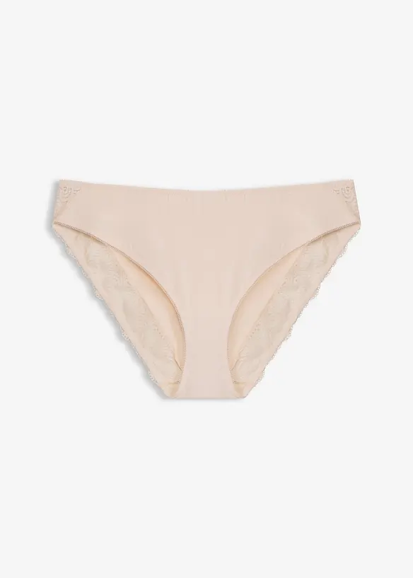 Slip mit zarter Spitze in beige von vorne - bonprix